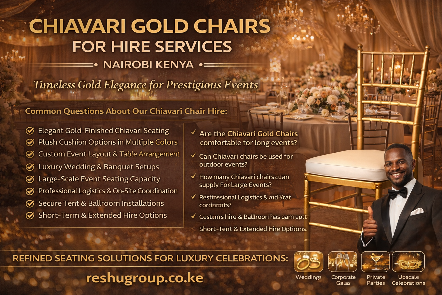 Chiavari Gold Chairs for Hire
