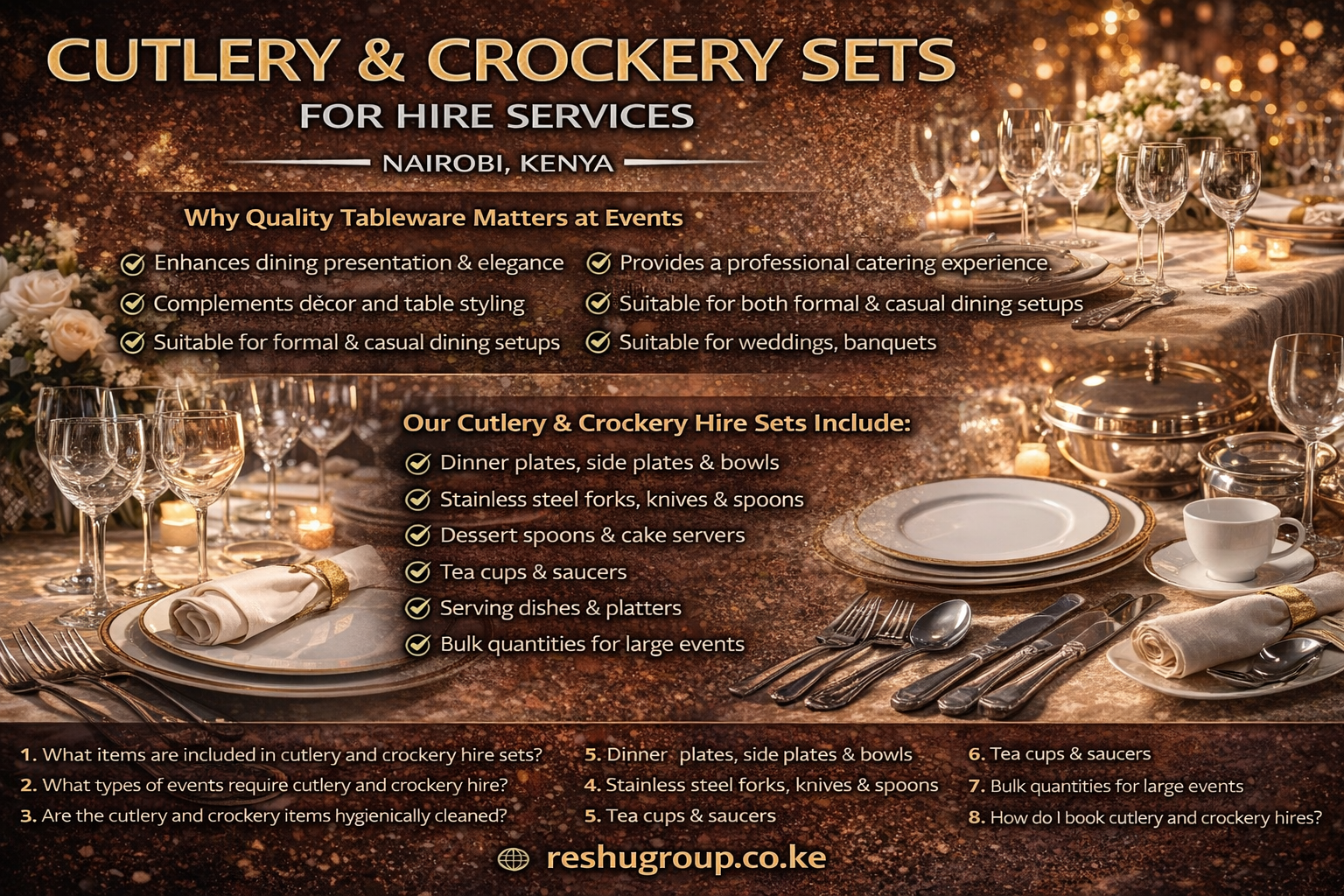 Cutlery Crockery Sets for Hire