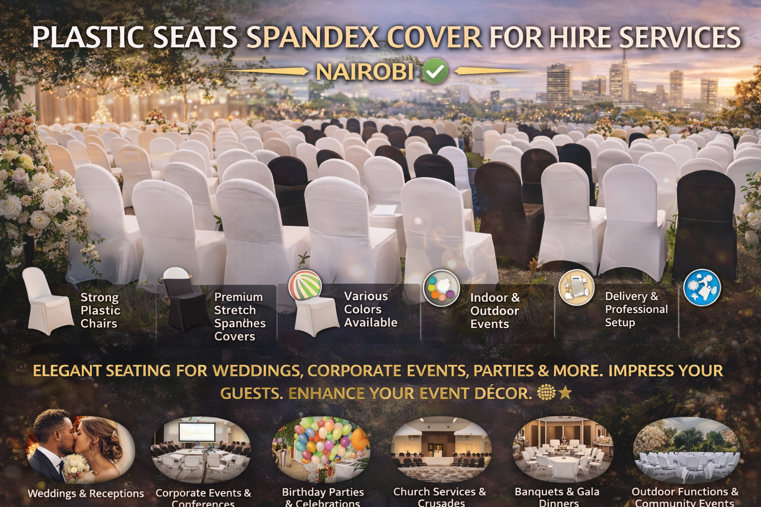 Plastic Seats Spandex Cover For Hire