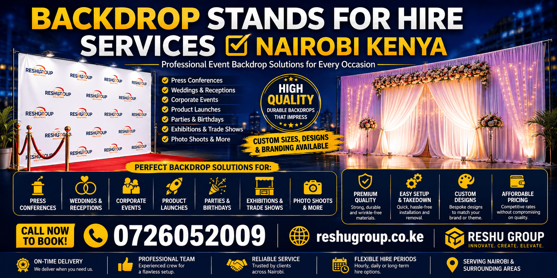 Backdrop Stands for Hire