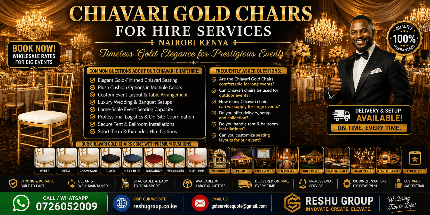 Chiavari Gold Chairs for Hire
