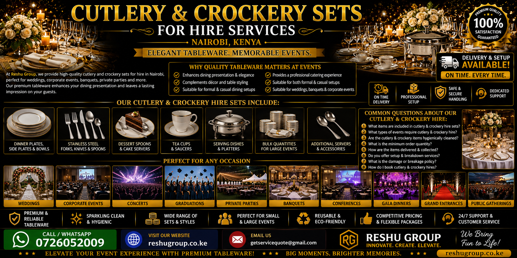 Cutlery Crockery Sets for Hire