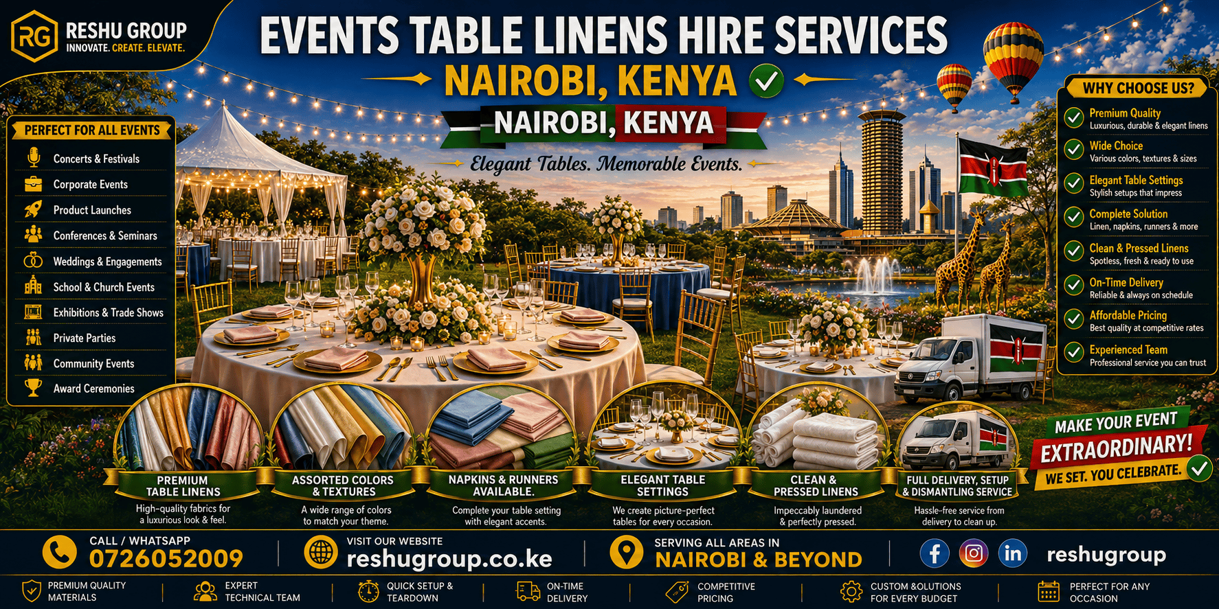 Events Table Linens Hire