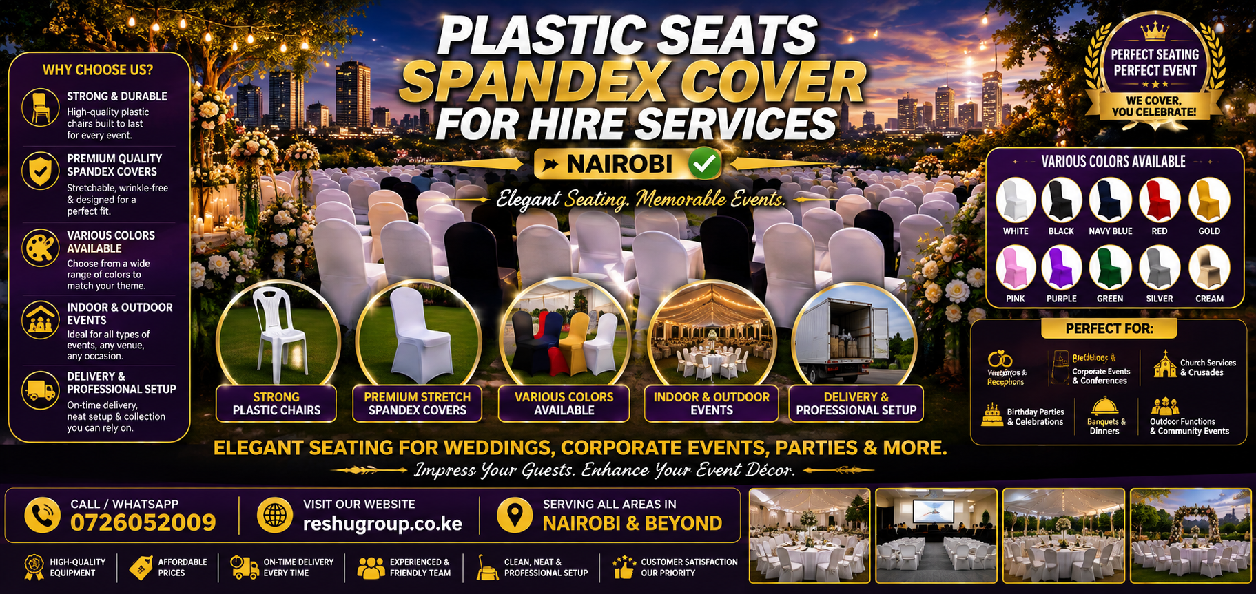 Plastic Seats Spandex Cover For Hire