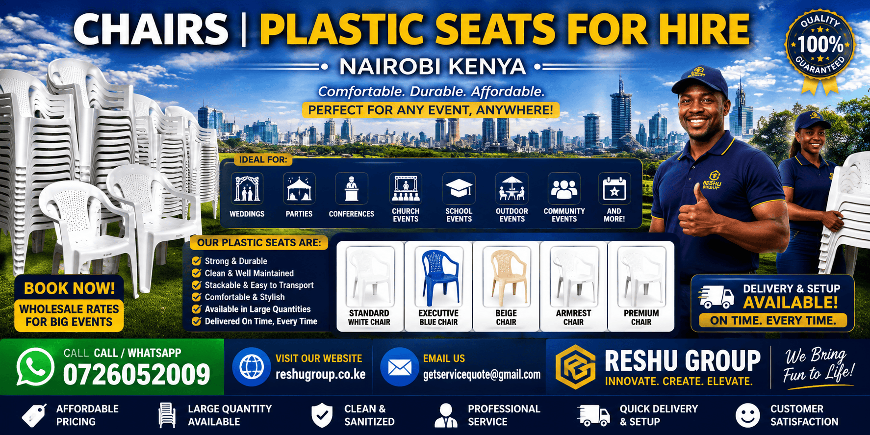 Plastic Seats for Hire