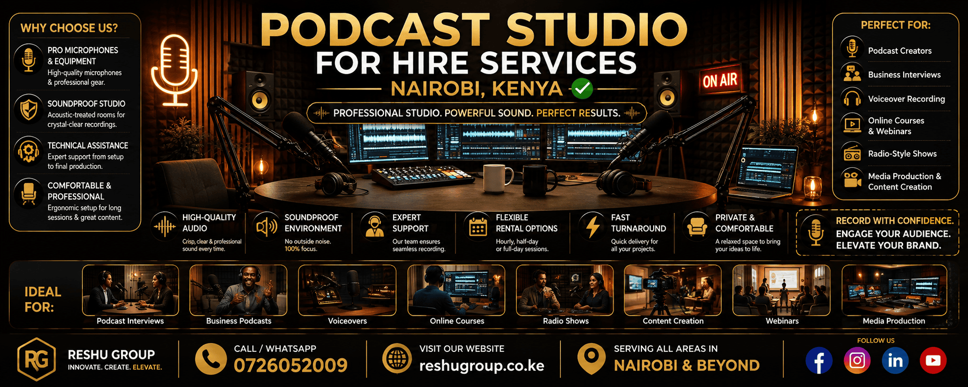 Podcast Studio for Hire Services Podcast Studio for Hire Services