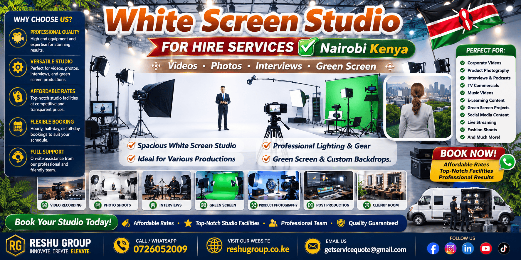 White Screen Studio for Hire